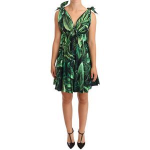 Dolce & Gabbana | Dresses | Dolce Gabbana Green Leaves Print Cotton Flared  Mini Dress | Poshmark